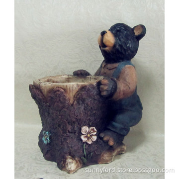 Polyresin Bear Planter, Resin Garden Planter (SFR1113)